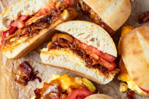 Bacon and Onion Breakfast Sandwiches
