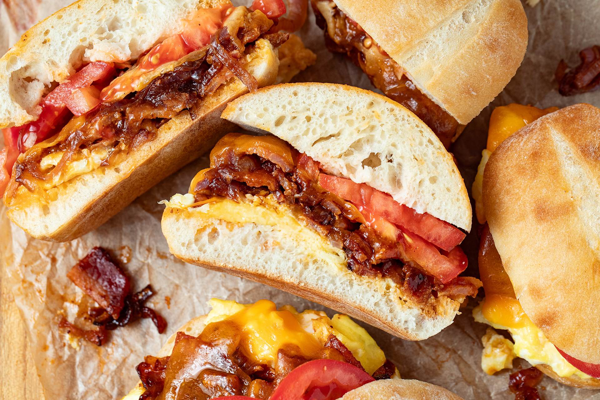 Bacon and Onion Breakfast Sandwiches