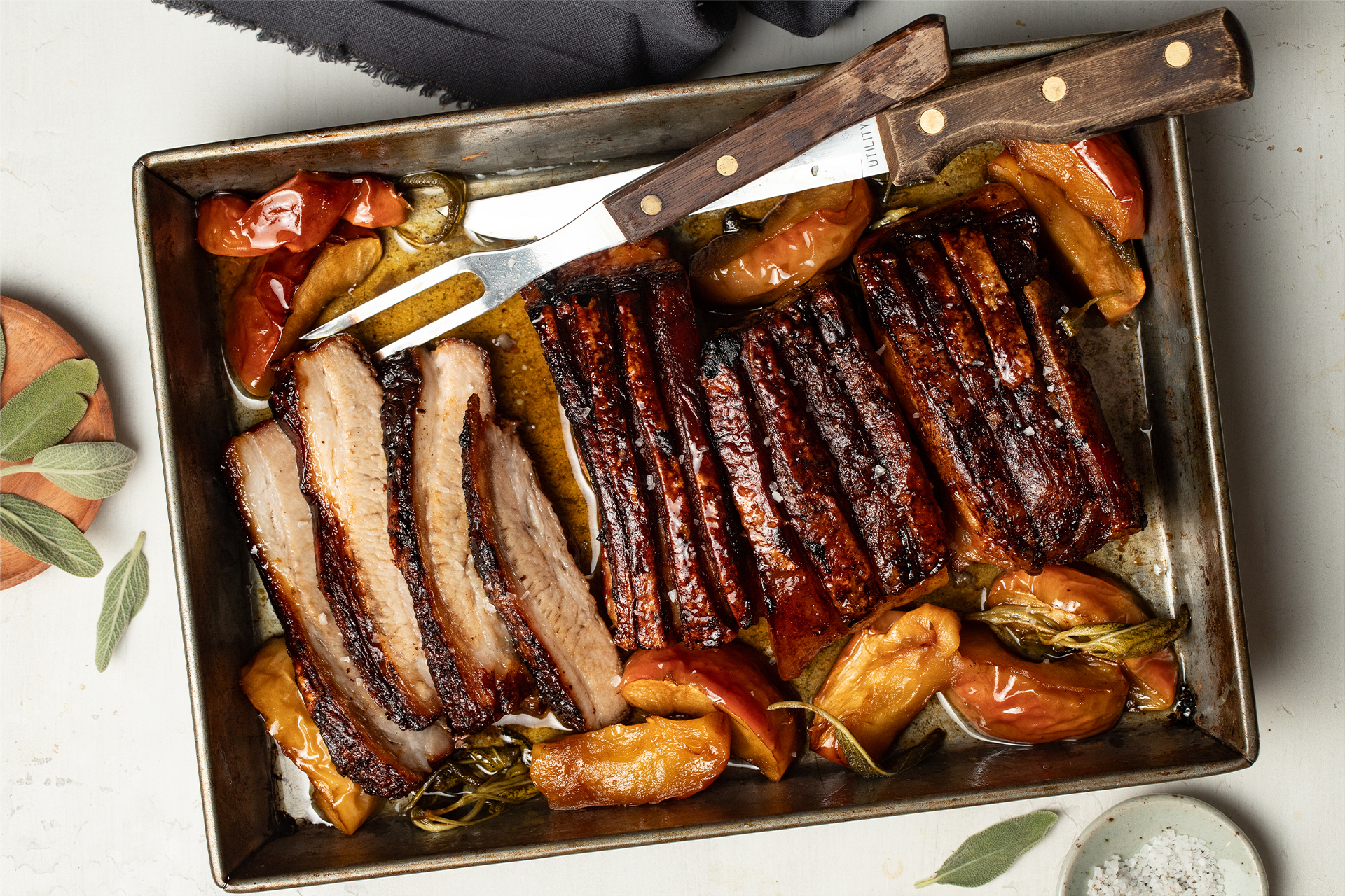 Crispy Pork Belly with Roasted Apples & Sage