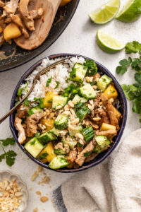 Pineapple Pork with Spicy Cucumber & Coconut Rice