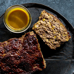 Mustard Butter-Glazed Pork and Lentil Meatloaf