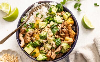 Pineapple Pork with Spicy Cucumber & Coconut Rice