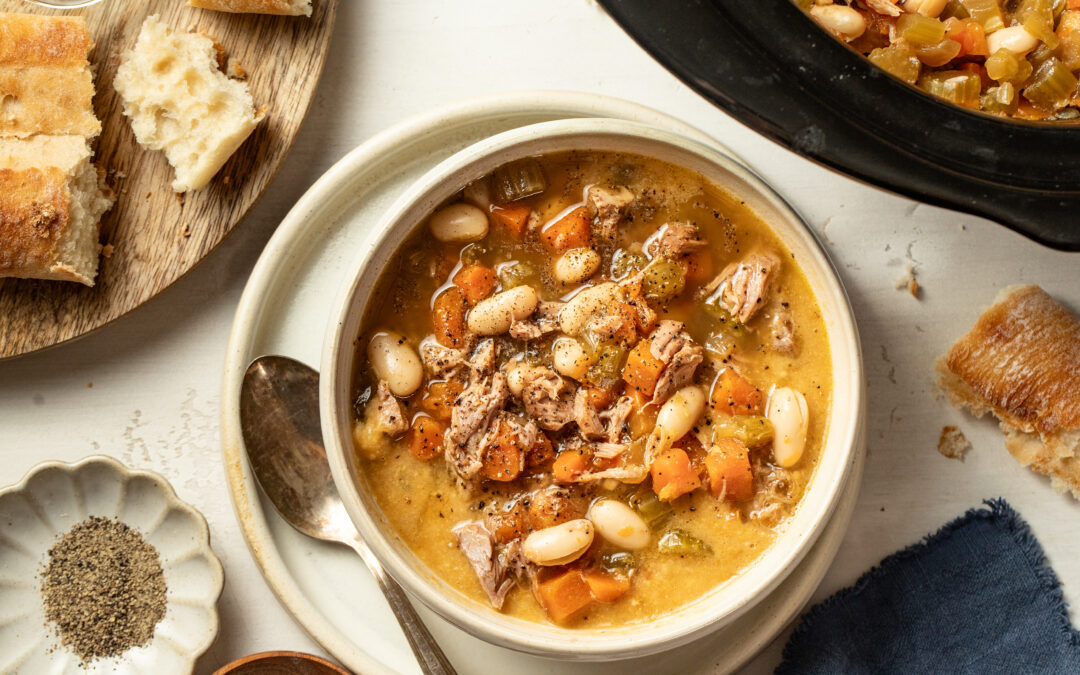 Slow Cooker Ham + White Bean Soup