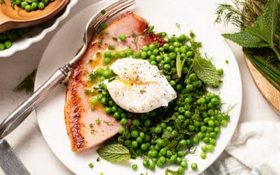 Ham Steak + Eggs with Spring Pea Salad