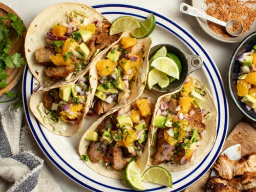 Pork Steak Tacos with Orange-Avocado Salsa